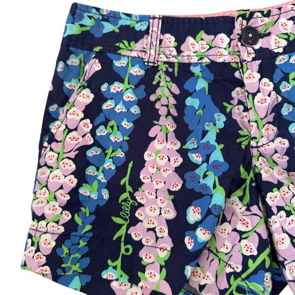 LILLY PULITZER Floral Navy Blue Shorts Size 0 - Picture 4 of 7